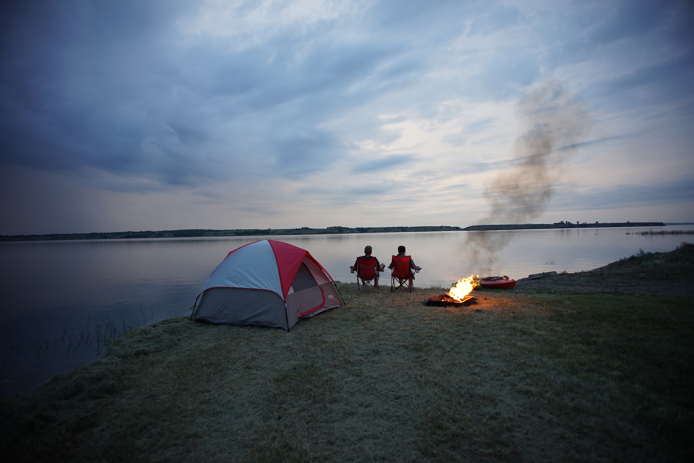 Camping along the Missouri River near Washburn North Dakota. Courtesy of North Dakota Tourism