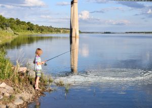 Girl fishing on Missouri River near Washburn ND