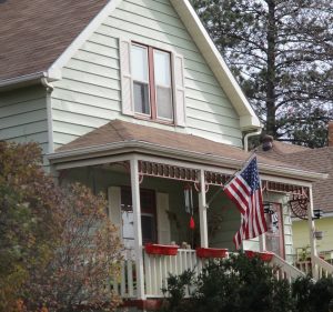 Small Town House American flag
